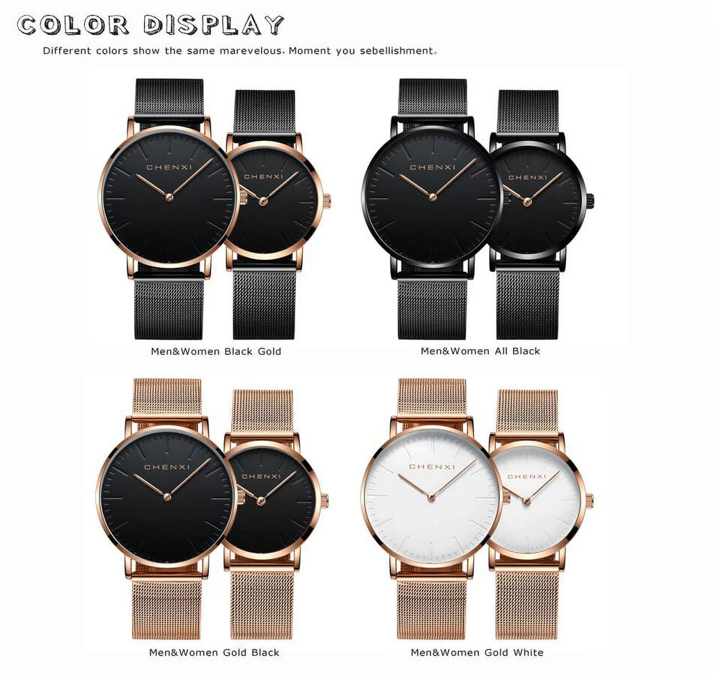 Quartz thin Watch gold Rose Woman Ultra Ladies Watch Luxury Elegant Top Dress Lover CHENXI Brand Fashion Waterproof Watches Men