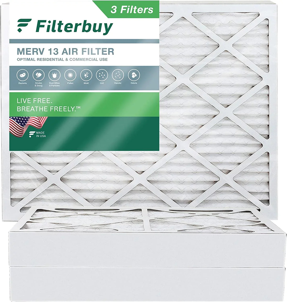 Filters Furnace Air 13 HVAC Pleated MERV AC Filterbuy 10x16x4 (3-Pack)