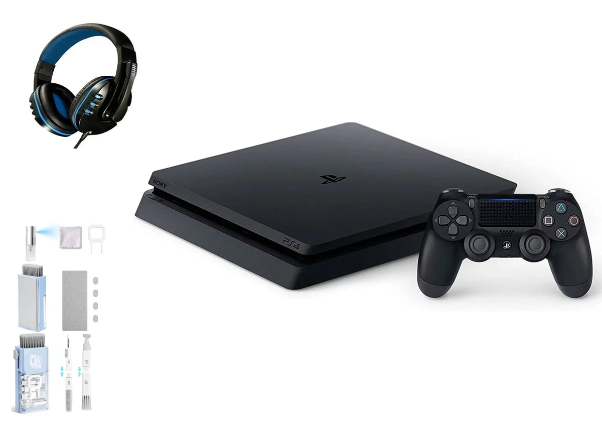 500GB 4 AXTION Slim With Cleaning New Black, 2215B BOLT Gaming Kit Headset Console Sony PlayStation Like Bundle