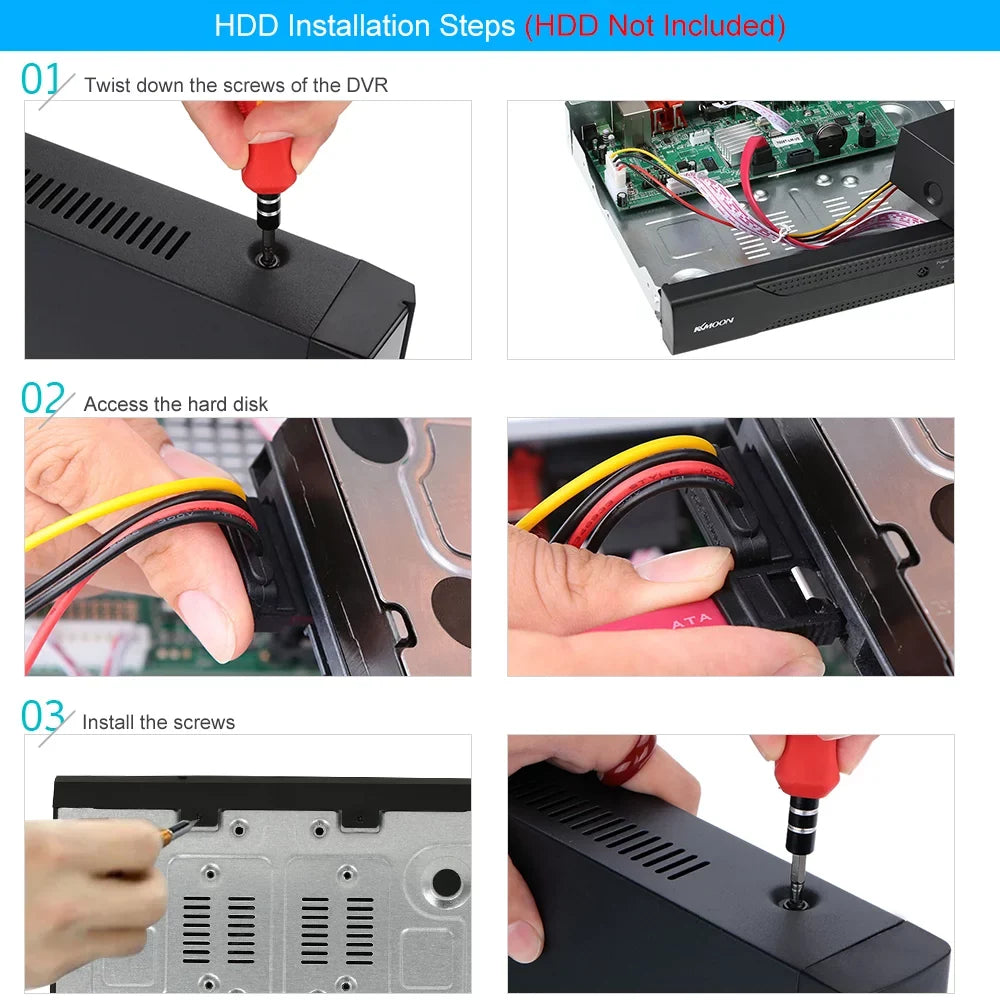 HDD) Remote KKmoon Recorder Monitoring Home High (NO DVR AHDAnalogTVICVI/ for office Full 1080P System kit CCTV Definition 4CH Plug Digital Phone Video DVR P2P