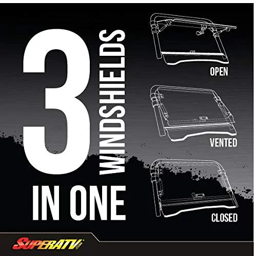 Year|Round Extreme for Flip SuperATV 3|in|1 Coated Windshield Riding|FWS-H-TAL-70 for 1000 Durability Hard | Scratch Designed Heavy Duty Talon Honda for | (2019+) Resistant