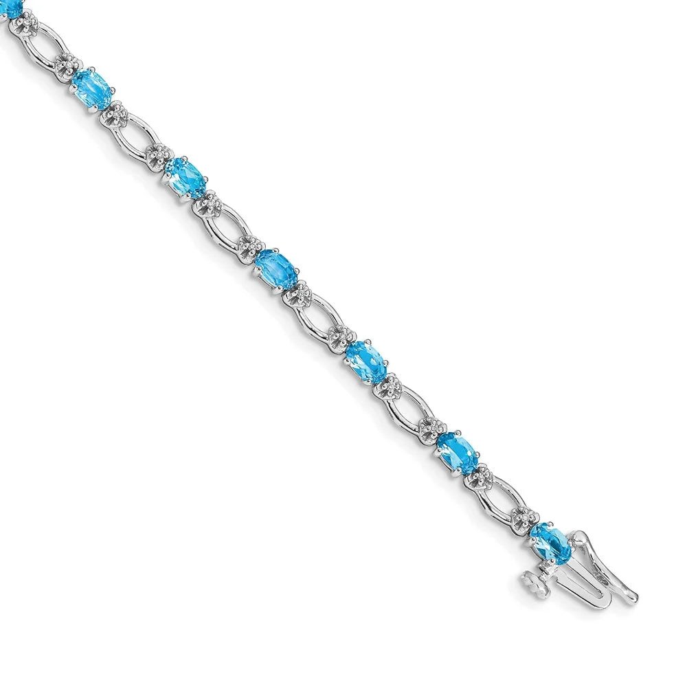 Bracelet White Topaz and 14k Blue QBM4491-BT-010-WA Diamond Gold