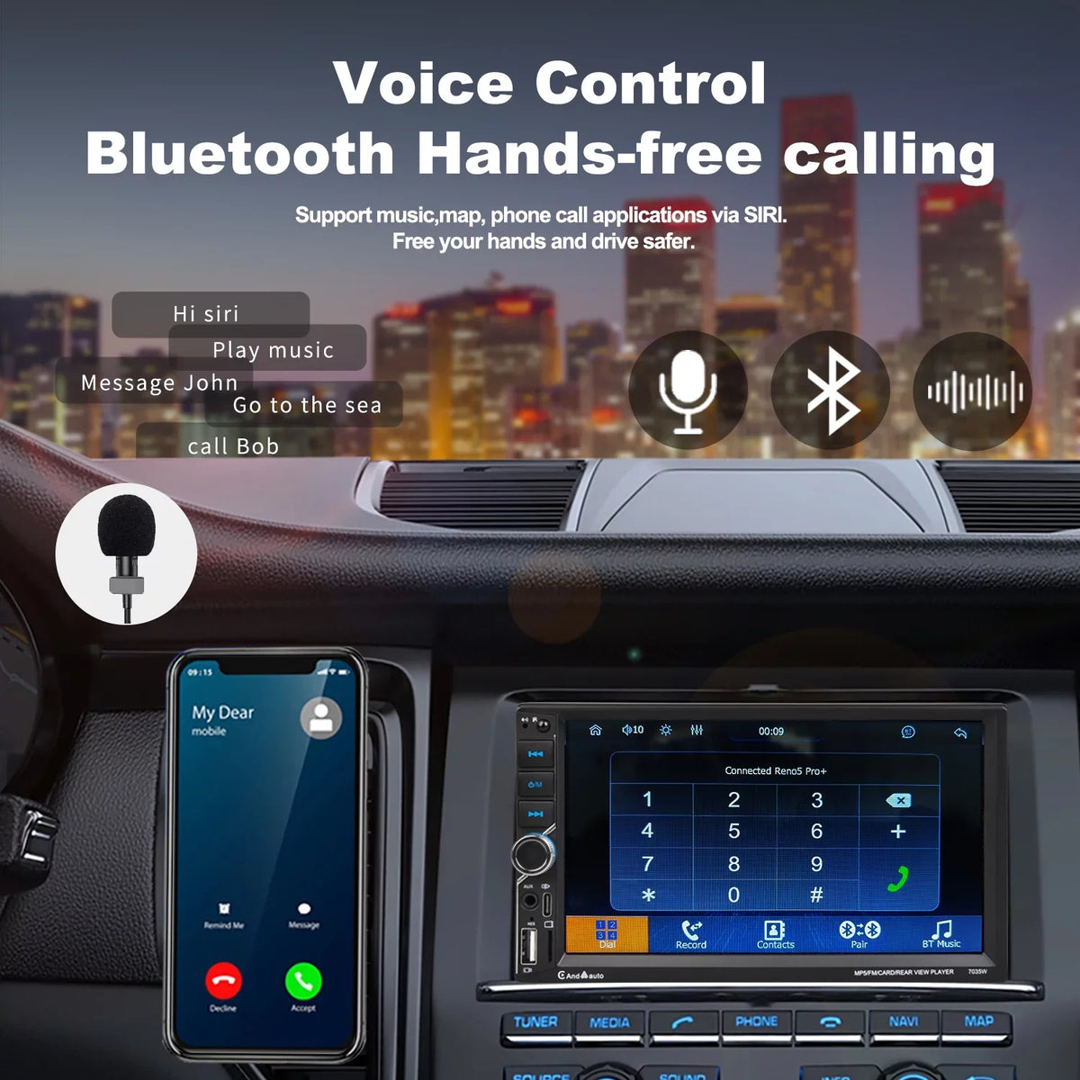 7" [Wireless] CarPlay Apple USB Android Double Rear Stereo Car Auto Touchscreen Bluetooth Radio AM/FM Din Camera