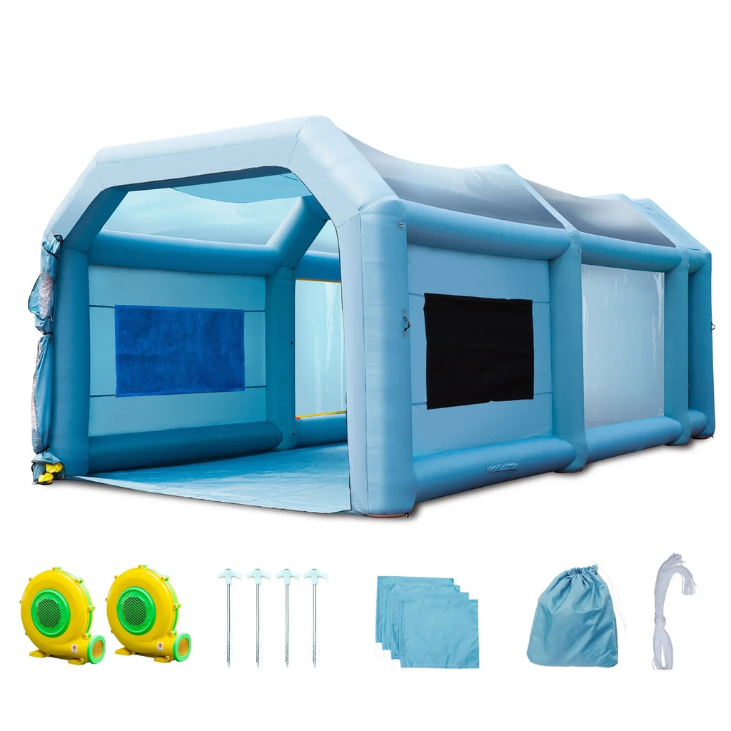 26x15x11ft Inflatable Paint 750W+950W Blower System with SKYSHALO Spray Tent Booth Inflatable Paint Car Booth Filter