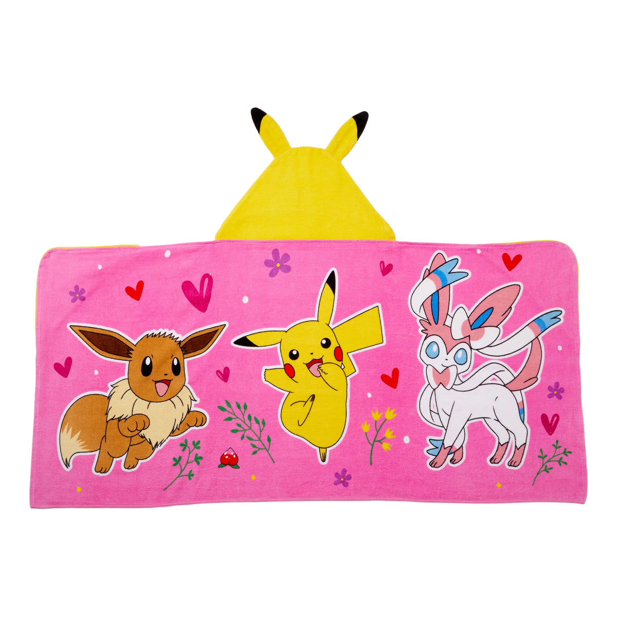 Cotton Pokemon Kids Hooded Pikachu Towel, Pink