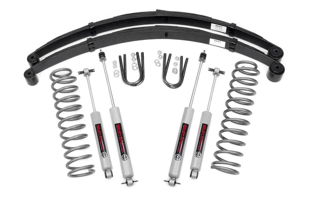 Leaf XJ Kit System | Country 3" 1984-2001 (fits) Cherokee N3 Springs | Jeep | 630N2 Rough Shocks Suspension Lift
