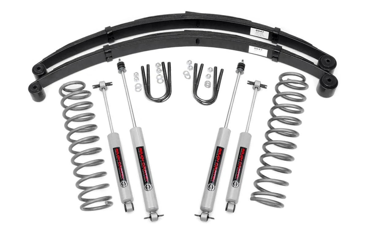 Leaf XJ Kit System | Country 3" 1984-2001 (fits) Cherokee N3 Springs | Jeep | 630N2 Rough Shocks Suspension Lift