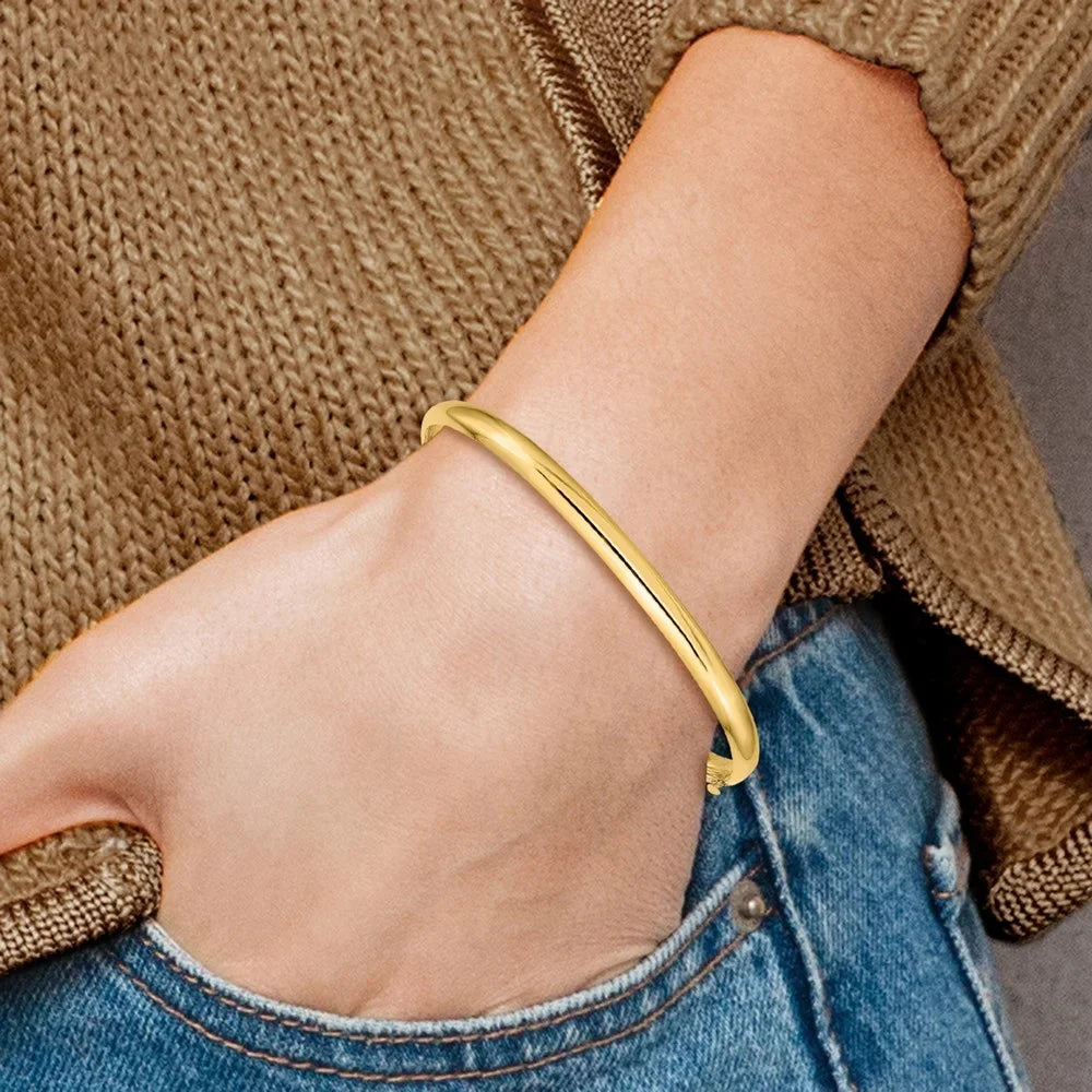 Hinged Polished Oversize High QHP3/16O 3/16 Bracelet 14k Bangle