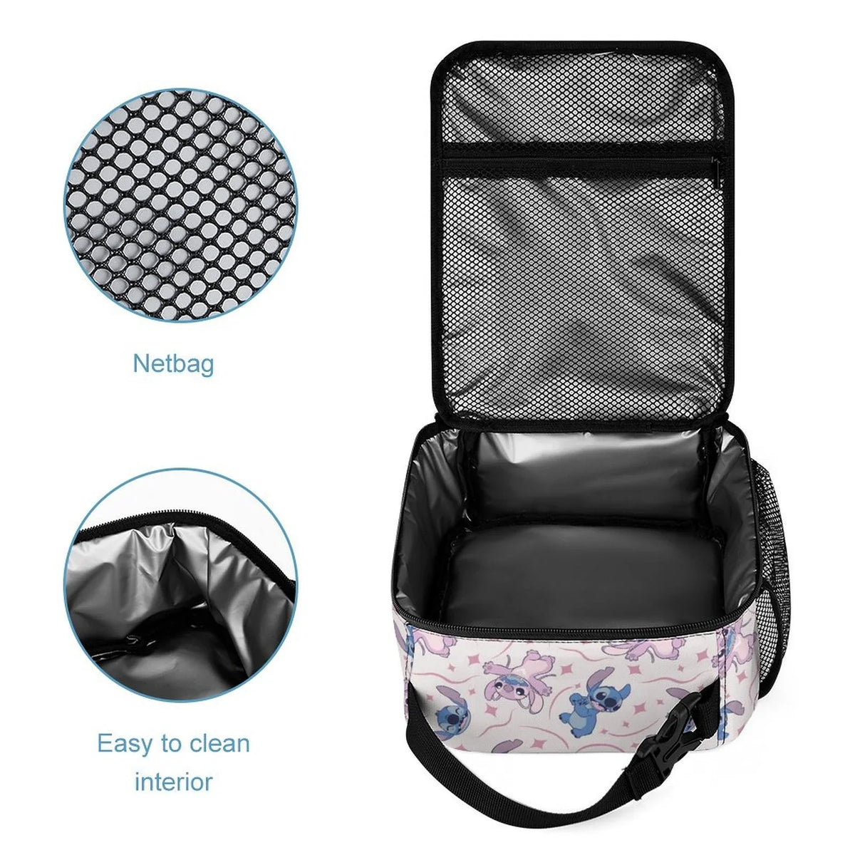 Lilo Kids Boys Bag Portable Lunch Tote Bento School Adult Cooler Thermal Stitch Office Bag Blue Girls For Insulated Handbag
