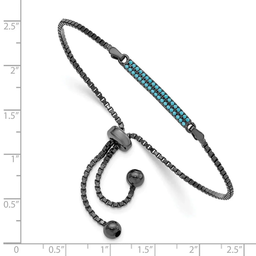 Black-Rhodium Dyed Sterling Bracelet for Adjustable Fine Bar Auriga Silver Howlite Jewelry 925 Women