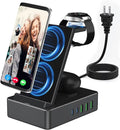 Sumsung, Fast 15W Charging Lidlife Usb 20W Charger Charging for Dock 8 100W AirPods for Port Wireless Compatible for Usb Multiple in Black with Devices, C a/ Station 1 Stand
