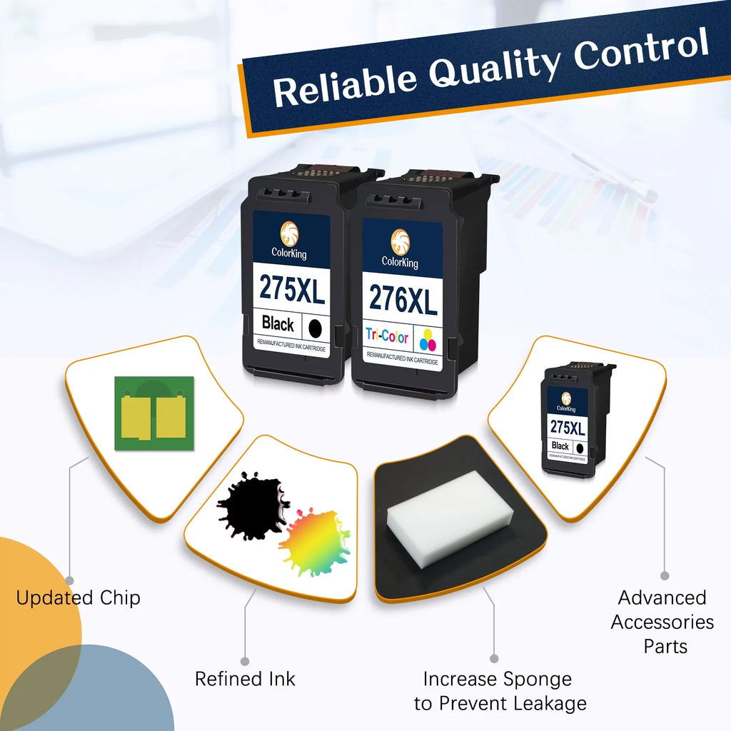 (2 Canon TS3520 275 Black for TR4700 PIXMA Printers Pack) with Compatible TS3500 PG275 XL TS3522 275XL Cartridge Ink Canon TR4720 PG-275XL