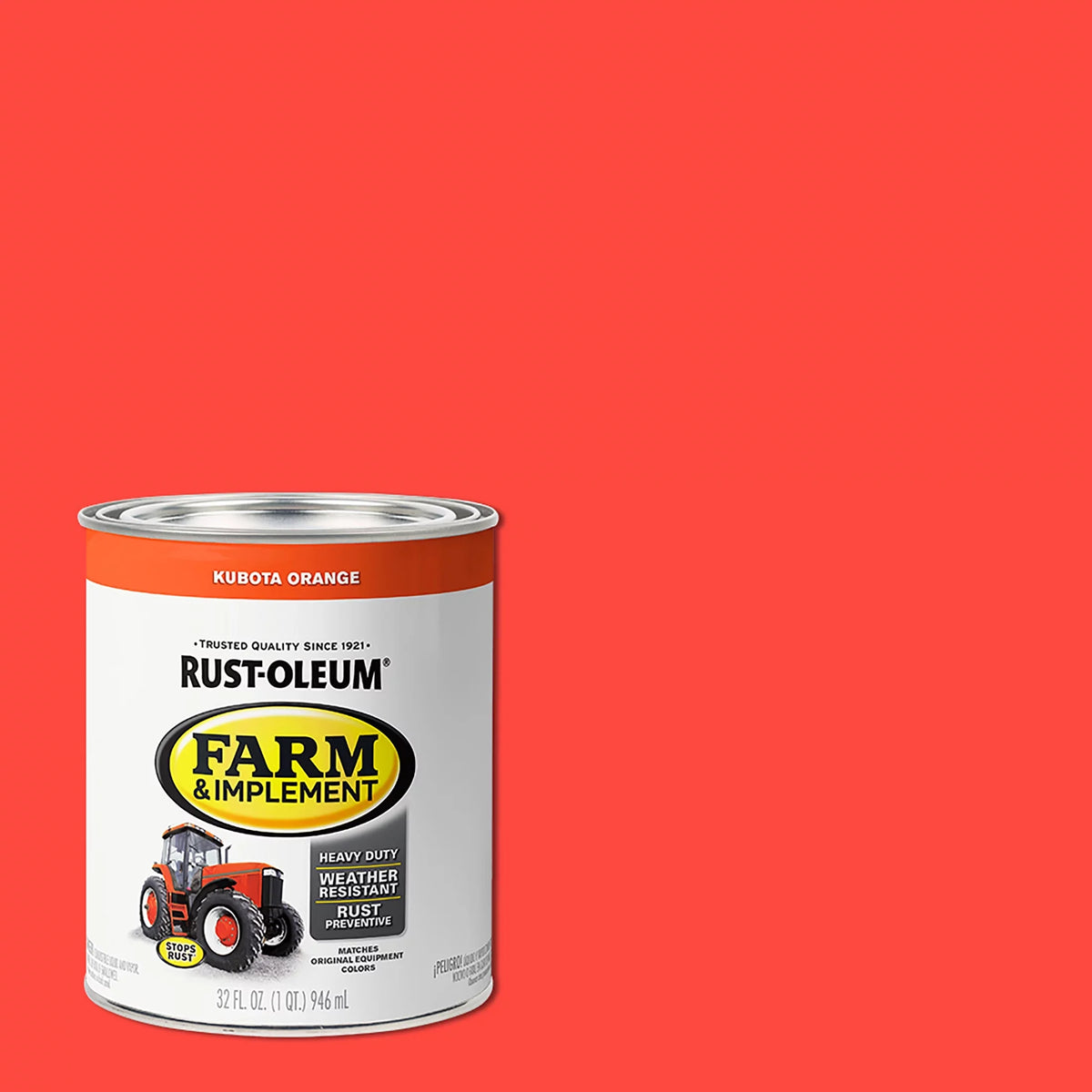 Rust-Oleum Gloss Quart, Kubota and Pack Paint- Implement Farm Specialty Orange, 2