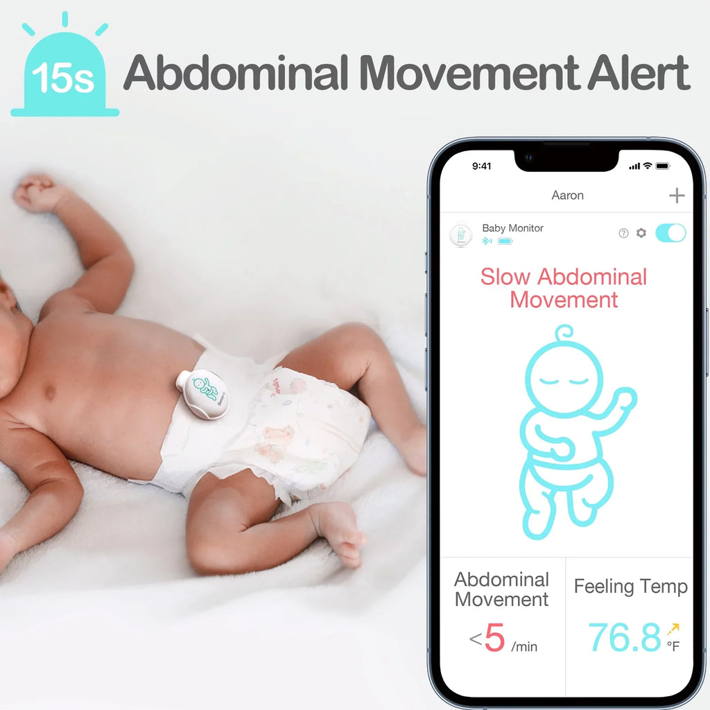 Temperature, Position Monitor on with Baby's Abdominal Sleeping Tracks Movement Smartphones, Pink Baby Alerts Abdominal Movement, Instant Baby for Smart Audio - Rollover Safety Sense-U and