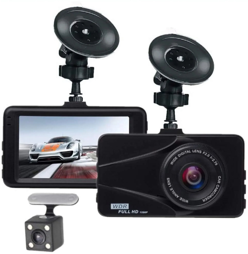 Motion Tesla Dash Full G-Sensor, Dual 3" Angle, WDR, Video Screen LCD Excellent Plus Cam For Recorder Images Loop Travel DVR Recording Wide T670 Detection HD 170°