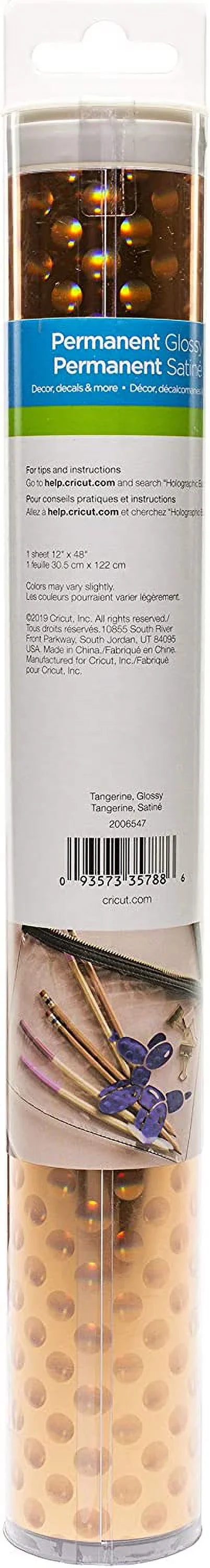Permanent-Holographic Vinyl, Premium Bubbles Cricut Tangerine