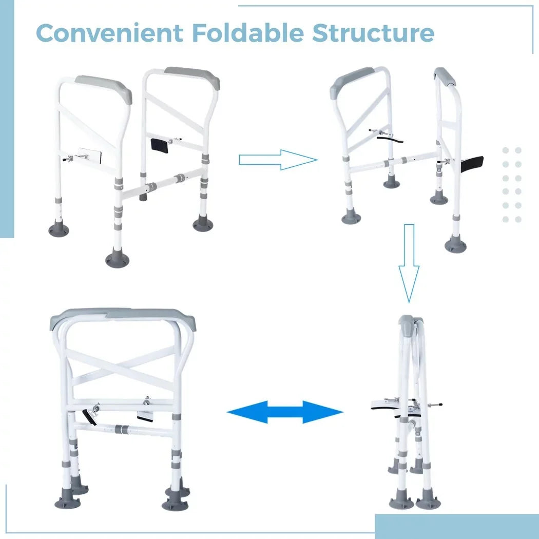 Rails Handles Non-Slip Disabled, for Fit Toilet with Free-Assembly, Support Aid Safety Toilet All Large Toilet for Safety Adjustable Mats, Standing Frame, Toilet Toilets Elderly,