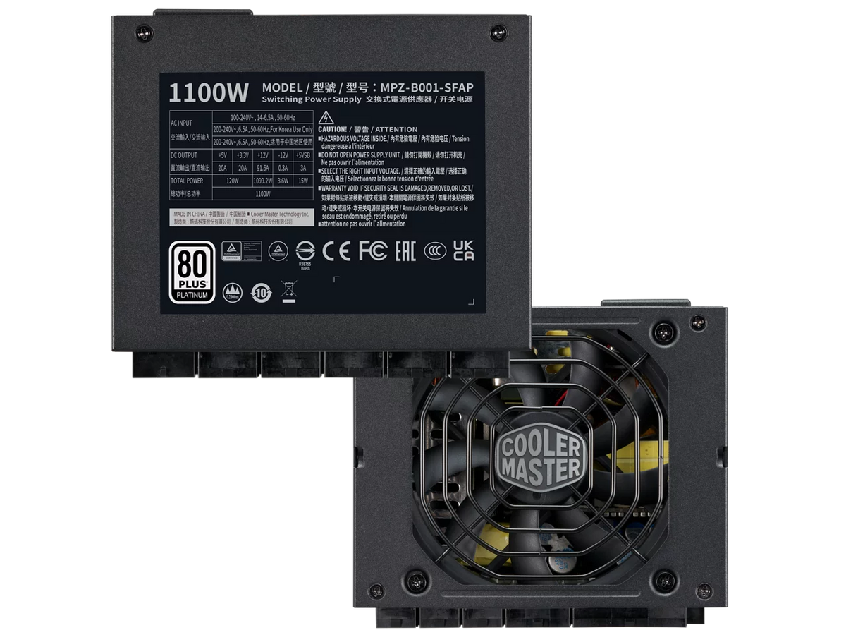 Form Fully Platinum Cooler SFX, Included, ATX Efficiency, Modular, V1100 1100W 80+ SFX ATX3.0, Fully Platinum Master Bracket Factor (MPZ-B001-SFAP-BUS) SFX
