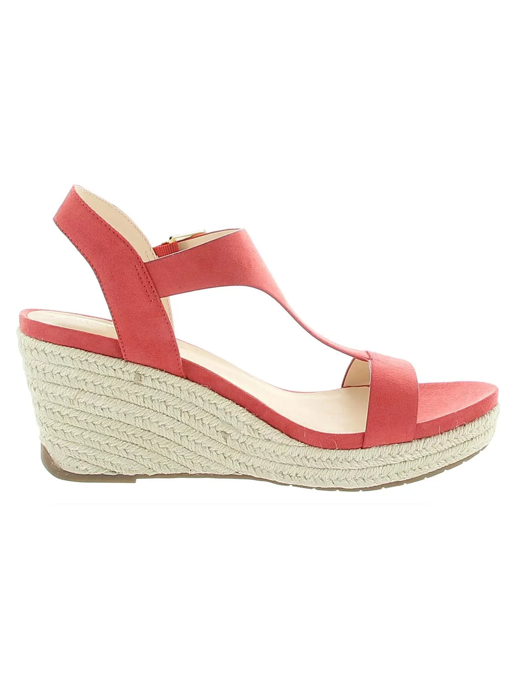 Toe Padded KENNETH Buckle 6.5 Wicking Round Comfort Espadrille 0.5" Platform Card REACTION Shoes Coral COLE M Wedge Womens T-Strap Moisture Breathable