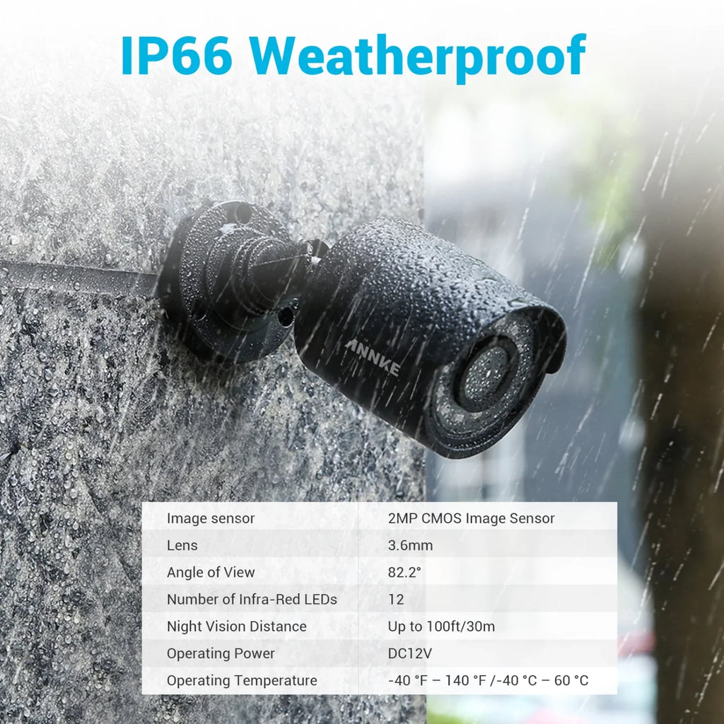 ANNKE TVI Indoor, Home Vision, Camera Security Night/Day 1080P Waterproof, IP66 Bullet Outdoor HD CCTV Surveillance Camera 1920TVL, Pack 4