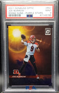 Card Joe Optic Bengals Purple Stars 9 #1/25 Burrow Donruss Rising Suns 2021 PSA