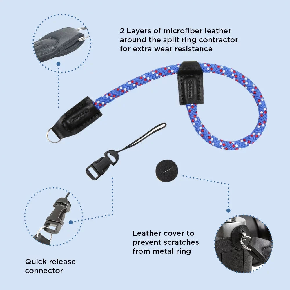 II,RX10,RX10 Made R Release Rope Quick III,RX10 A6500 Camera Wrist (34cm,Red/Blue/WT) US Climbing Foto&Tech in A6400 R,RX1 II,RX10 A6100 A6600 with IV Sony A6000 Compatible A5100 A5000,RX1 A6300 Strap