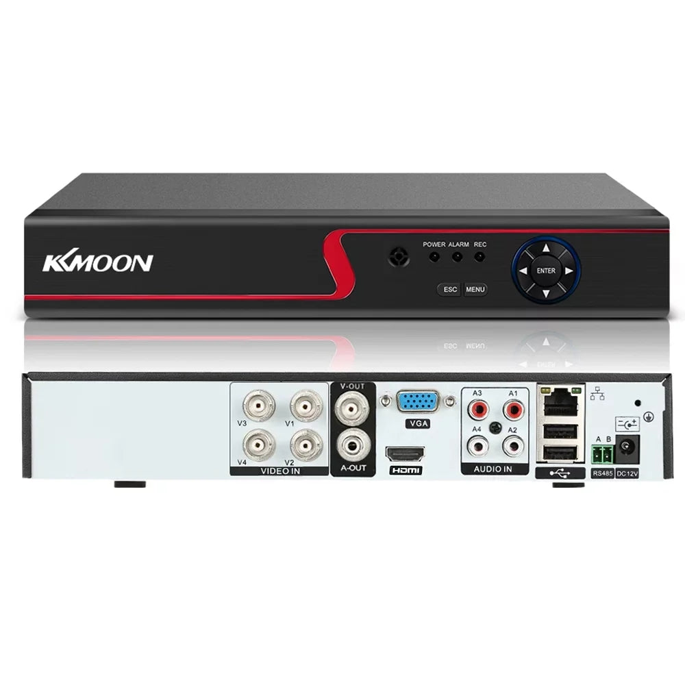 HDD) Remote KKmoon Recorder Monitoring Home High (NO DVR AHDAnalogTVICVI/ for office Full 1080P System kit CCTV Definition 4CH Plug Digital Phone Video DVR P2P