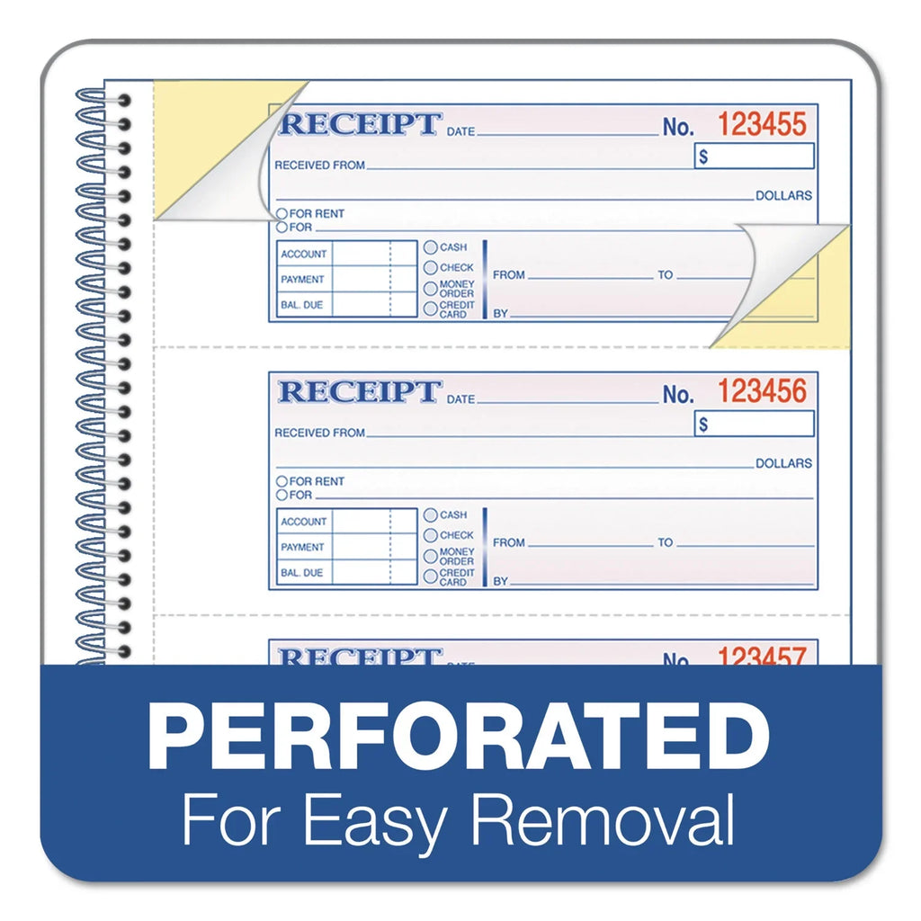 Forms/Sheet, 4 Forms x Adams 7 TOPS 200 Receipt Two-Part Total Book, Money/Rent 2.75, Carbon,
