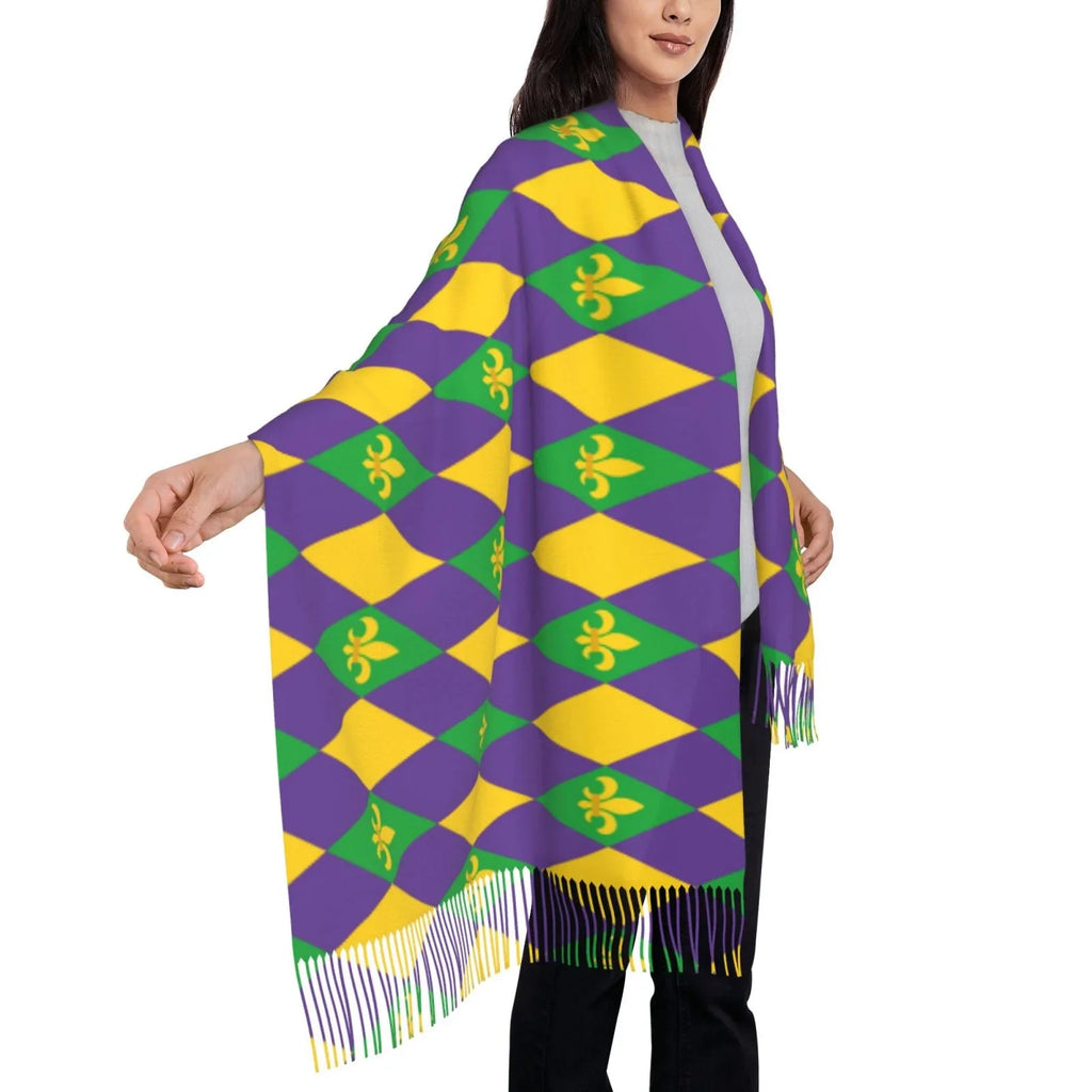 Soft Wrap Women Mardi Shawl Elegant Cashmere Print Gifts- Winter Scarf Gras Scarves Bingfone Warm Large Art Feel For