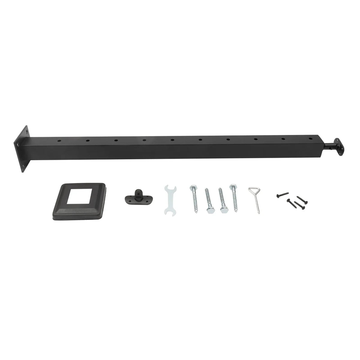 Deck Finish Post Mount Level Top 36"x2"x2" Stainless Steel Post Line Railing Wood Concrete Cable drilled Level Post Black Top Adjustable Level