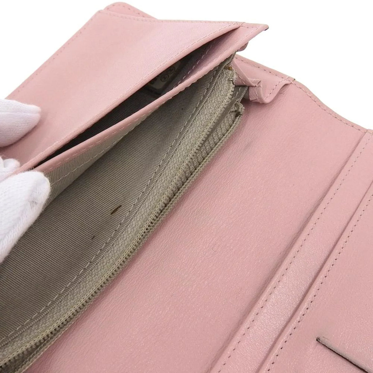 16 here bi-fold Pre-Owned wallet caviar (Good) long skin Chanel A48651 logo series mark pink CHANEL