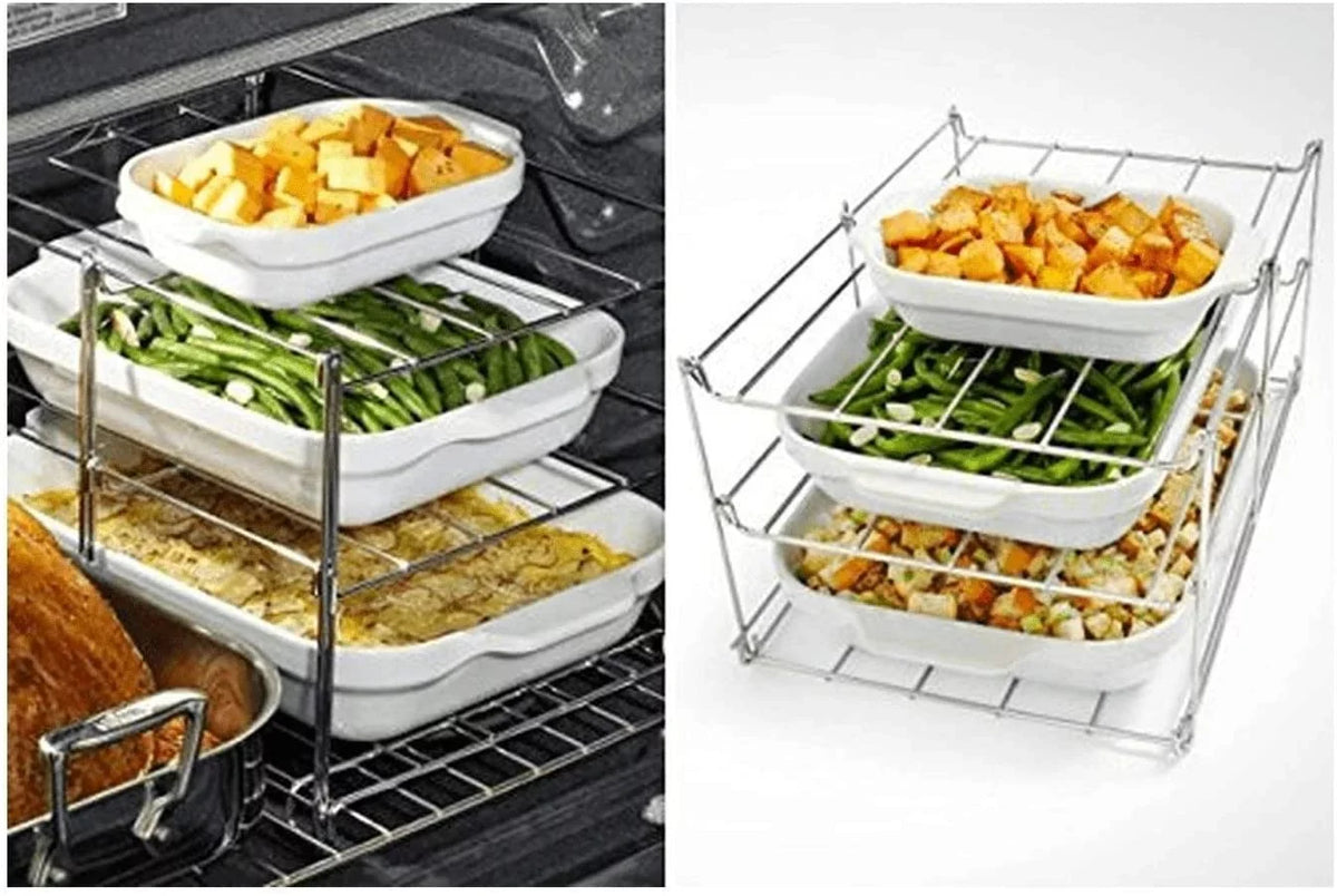 Includes Rack Collapsible 3-Tier Oven Roasting Turkey Saving (1) Oven Rack Rack Lifter Baking & For Multiple Lifter & Tasks Space Turkey Rack KOVOT | And (1) | Roasting Oven