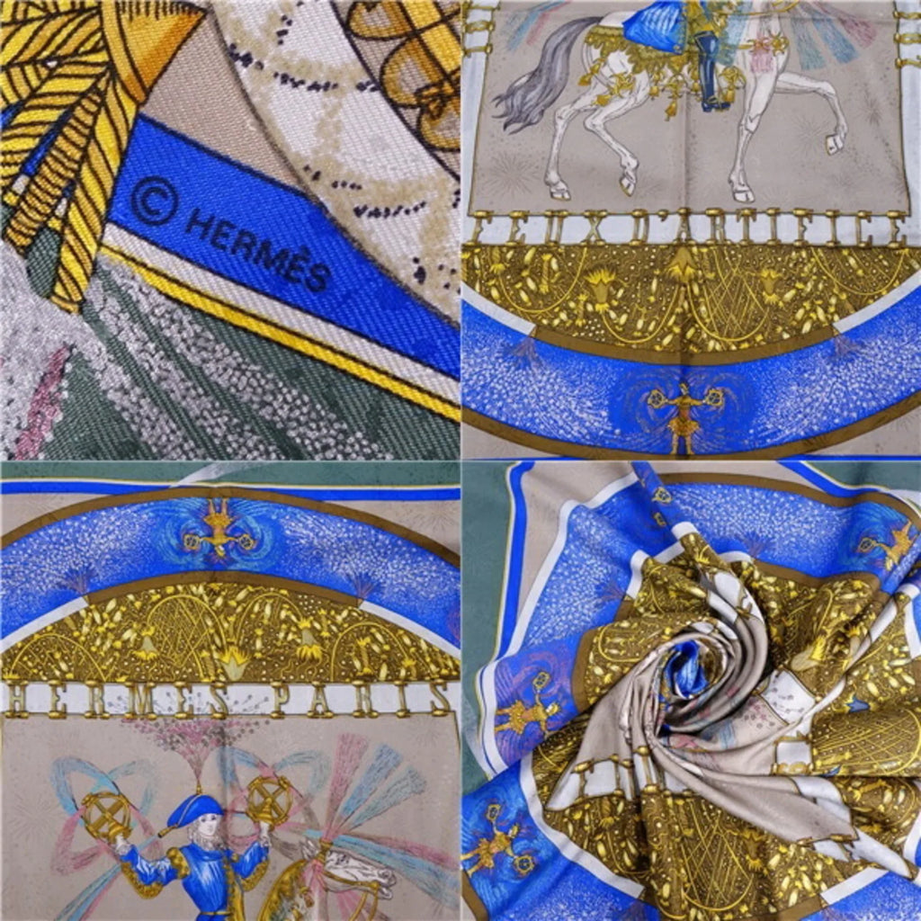 HERMES FEUX Pre-Owned Silk Women's Fireworks Multicolor Scarf Carre90 D'ARTIFICE Muffler (Good)