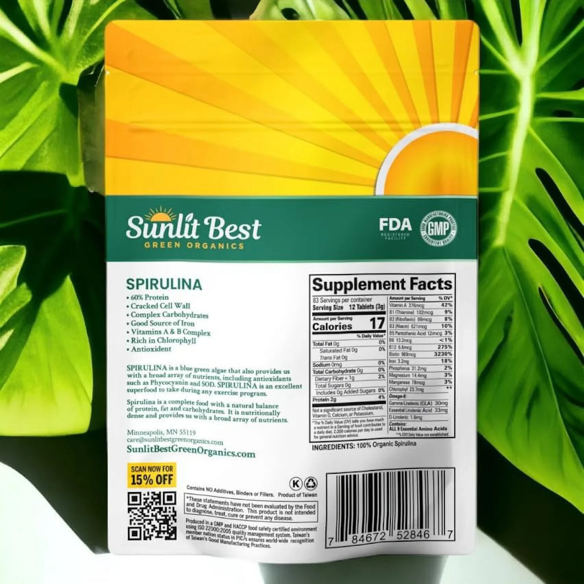 Non Gut 1000 USDA Tablet Drink Health Tablets Organic Supplements Chlorophyll, for Superfood Vegan & Sunlit Natural with Greens Best & Support, - Energy Tab - Protein GMO, Spirulina High Super Immune