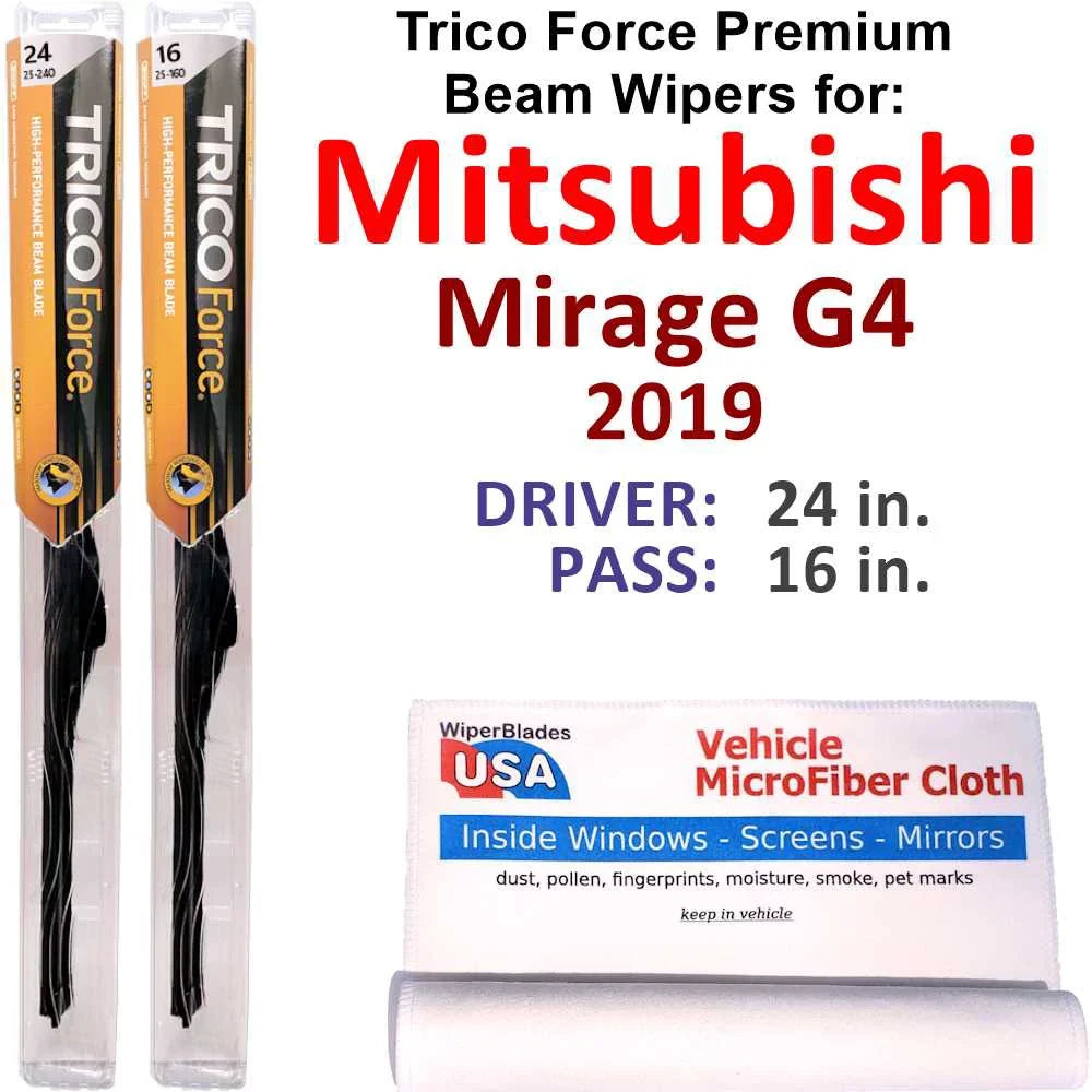 Mirage Wipers of 2) 2019 G4 Performance Beam Mitsubishi (Set