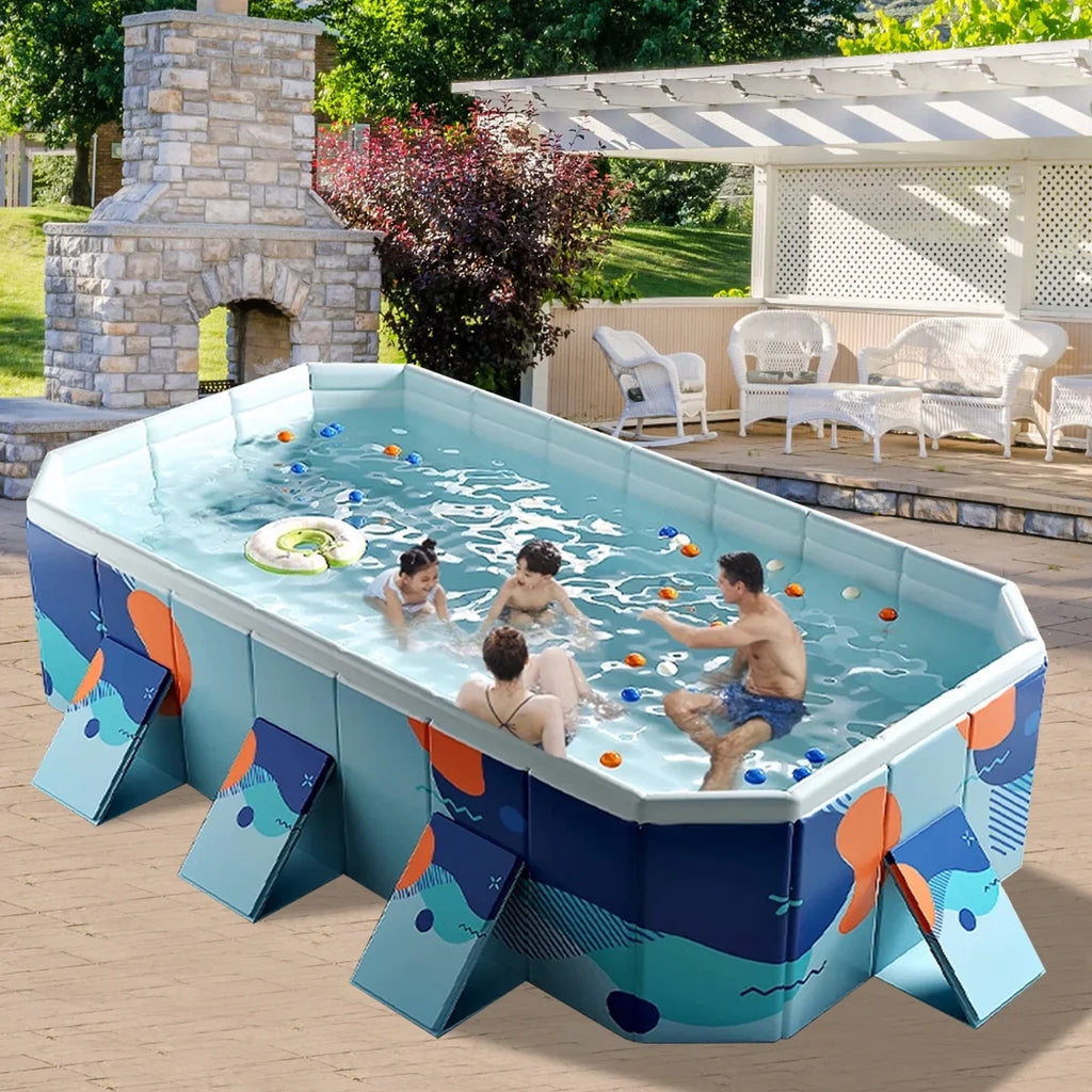 Garden Above Backyard(Blue) Non-Inflatable 113" Kiddie Ground for Pool ANJORALA Pool Swimming Collapsible
