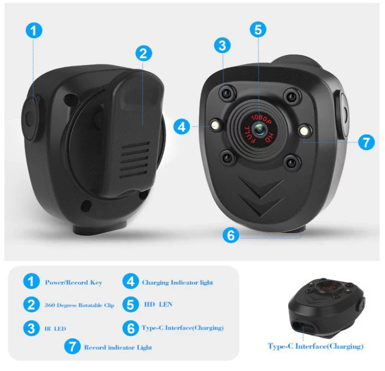 Life, Vision, Home Guard, Law Camera Enforcement, Security Recorder, Night Mini Video,Night Vision,HD1080P,Record Body 4-6HR Video Body Police cam Wearable with Battery
