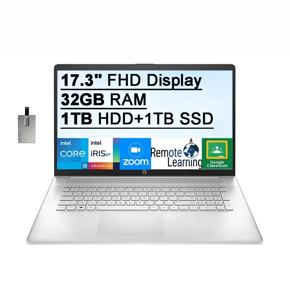 Keyboard, Audio, 250 17.3" HD SSD, 2021 Laptop Xe USB Webcam, Silver, Core 1TB HD IPS Iris HP Win11, Intel 1TB i5-1155G7 Computer, Processor, Card 32GB HDD+ 32GB Intel Graphics, RAM, Nits FHD Backlit