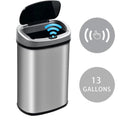 Automatic Trash Gallon Waste Steel Lid, Stainless with Motion Home, Mute 13 Office Garbage Designed Can Anti-Fingerprint Can Kitchen for with NiamVelo Sensor, Silver Bin & Touch-Free