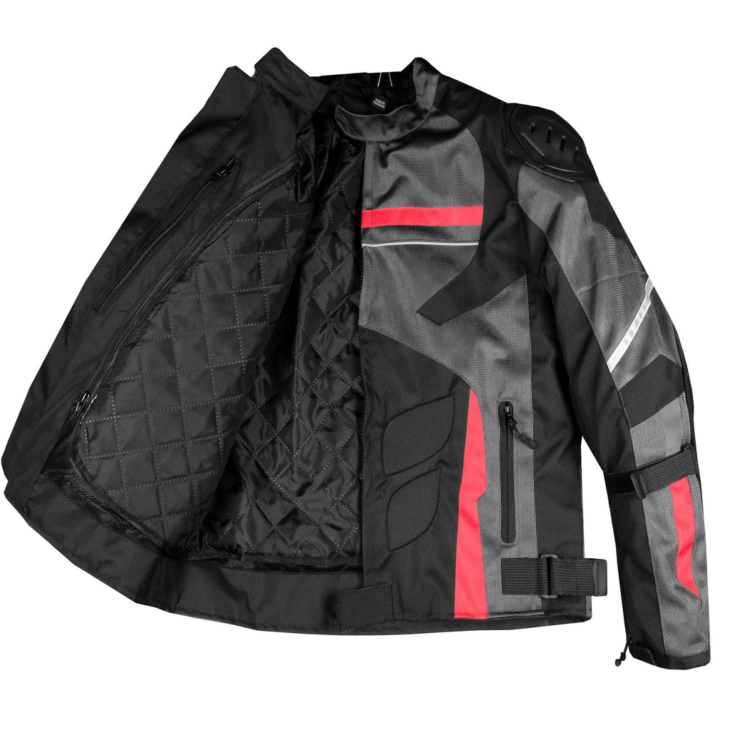 Motorcycle Armor Men L Biker Touring Waterproof Grey Mesh AirTrek Jacket Rain