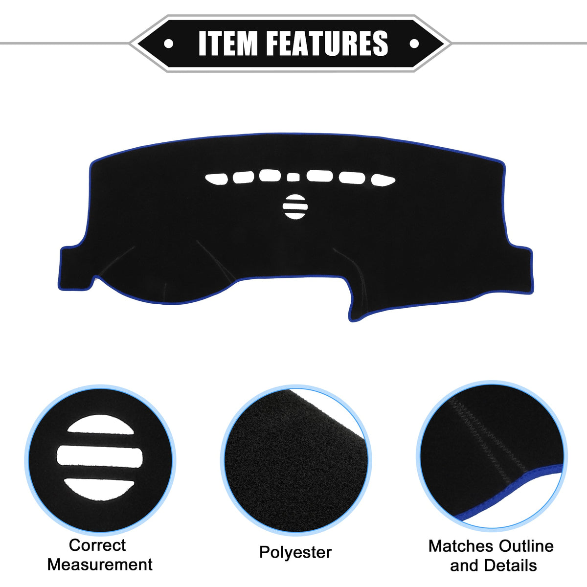 Dashboard Ford Car Unique Cover Bargains for Center Protective Polyester Console Fusion Mat 2013-2021 Blue Compatible