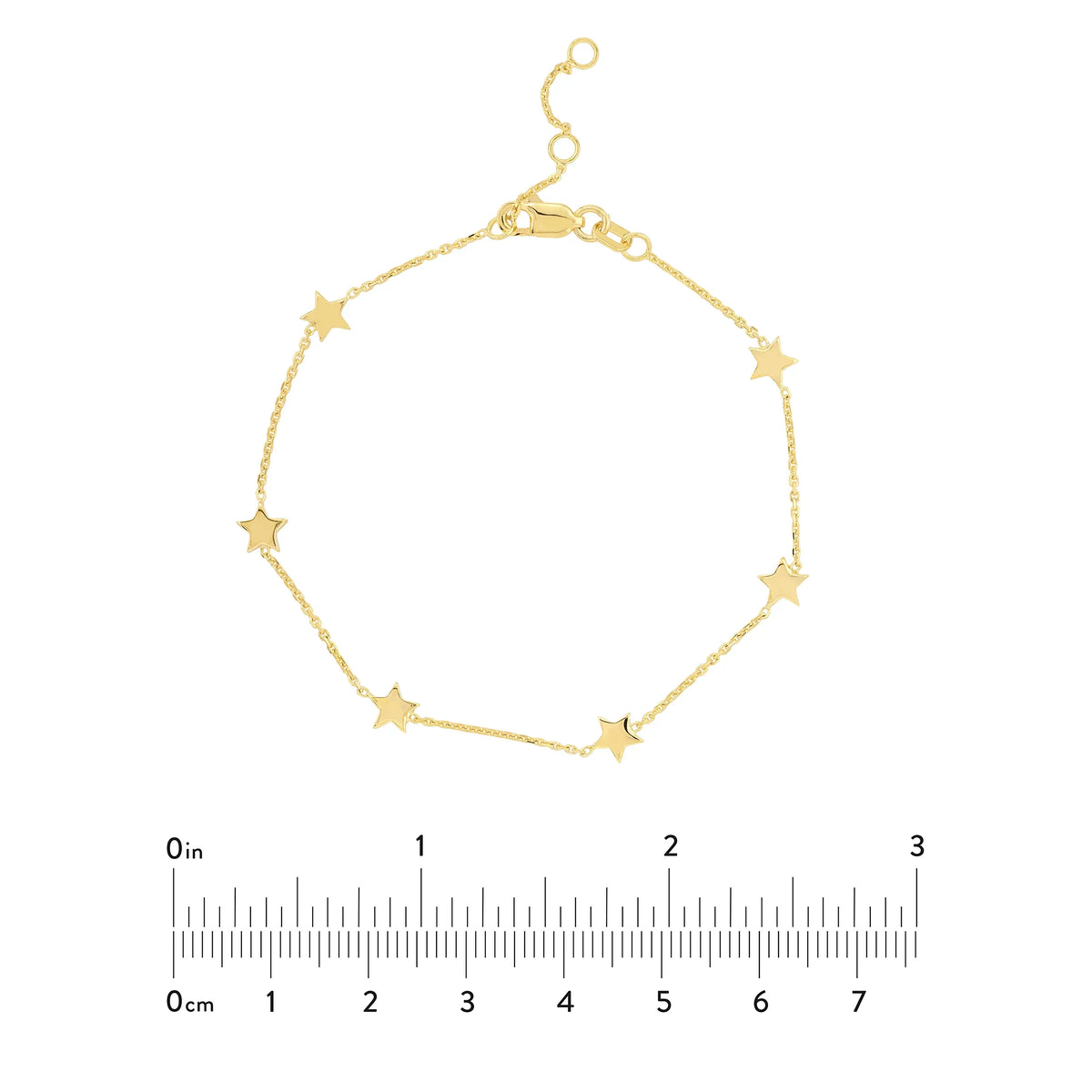 Stationed Star Yellow Adj. Bracelet Women - 7.25" Gold 14K 6