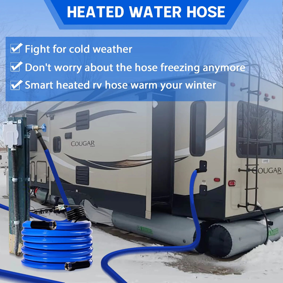 Trailer -45 for Down Hose Water for Drinking Water 15 F to FT Hose Freeze RV Outdoor Protection RV Heated
