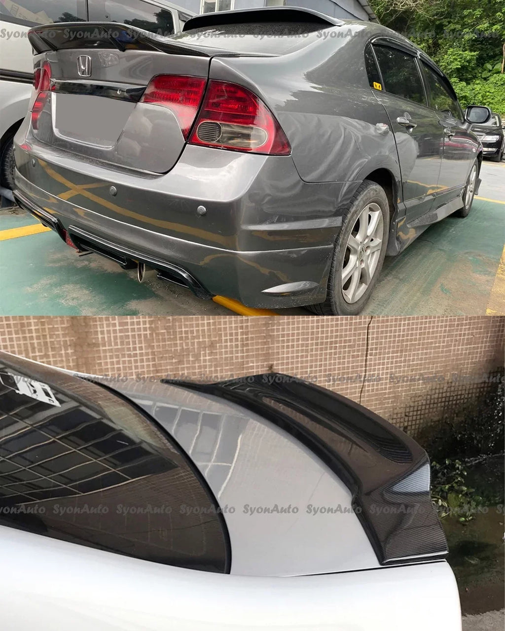 GLOSSY HIGHKICK RS BLACK CIVIC WING HONDA FITS SPOILER TRUNK STYLE 2006-2011 SEDAN