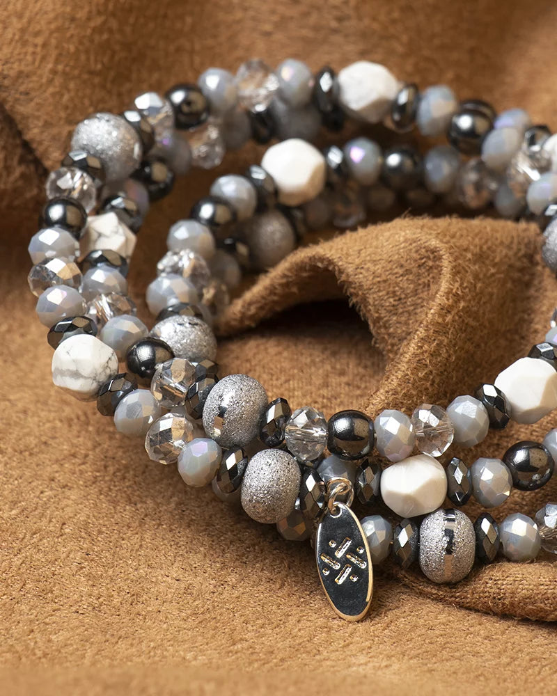 with Memory By Fabrizio Design Positano for Gioconda for Women white & Bracelet Howlite, Women Pearls Crystals