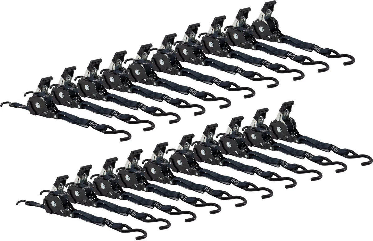 '- Trailer Bikes: Retract with Motorcycles, Auto | Secure Pack Tight Tie-Down Retractable 1" Hook Ratchet & Straps for Pickup Coated S Straps x Ratchet 20 12' NO-RATCHETING ATVs, Tiedowns