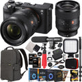 '+ Lens Mirrorless SEL35F14GM with LED + Bundle + Deco FE GM Frame Accessories Master ILCE7C/B Case a7C Gear Backpack G Camera Photography Monopod and Black Sony Full Body Sony + F1.4 35mm Microphone