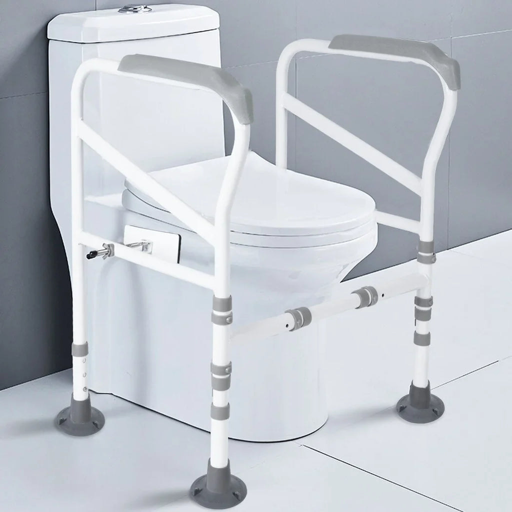 Rails Handles Non-Slip Disabled, for Fit Toilet with Free-Assembly, Support Aid Safety Toilet All Large Toilet for Safety Adjustable Mats, Standing Frame, Toilet Toilets Elderly,