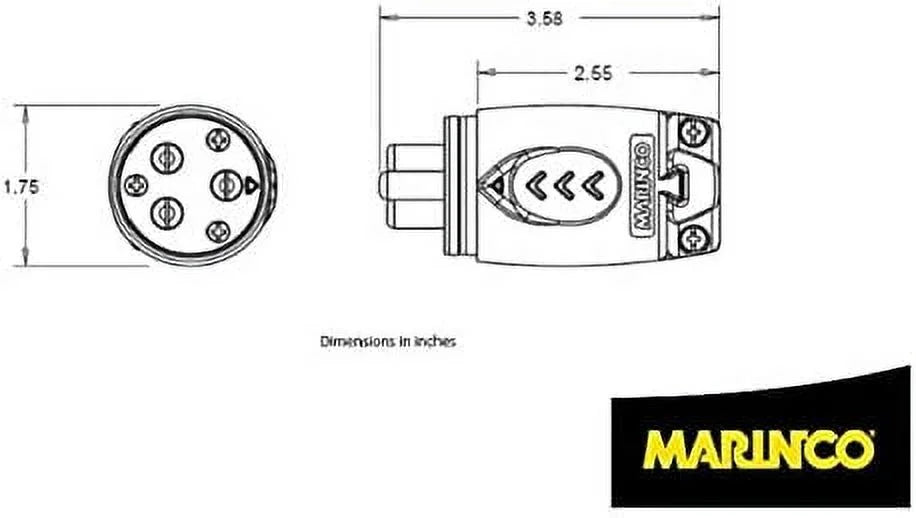 Receptacle 70A & Trolling Marinco 12VCPS3 Plug Motor