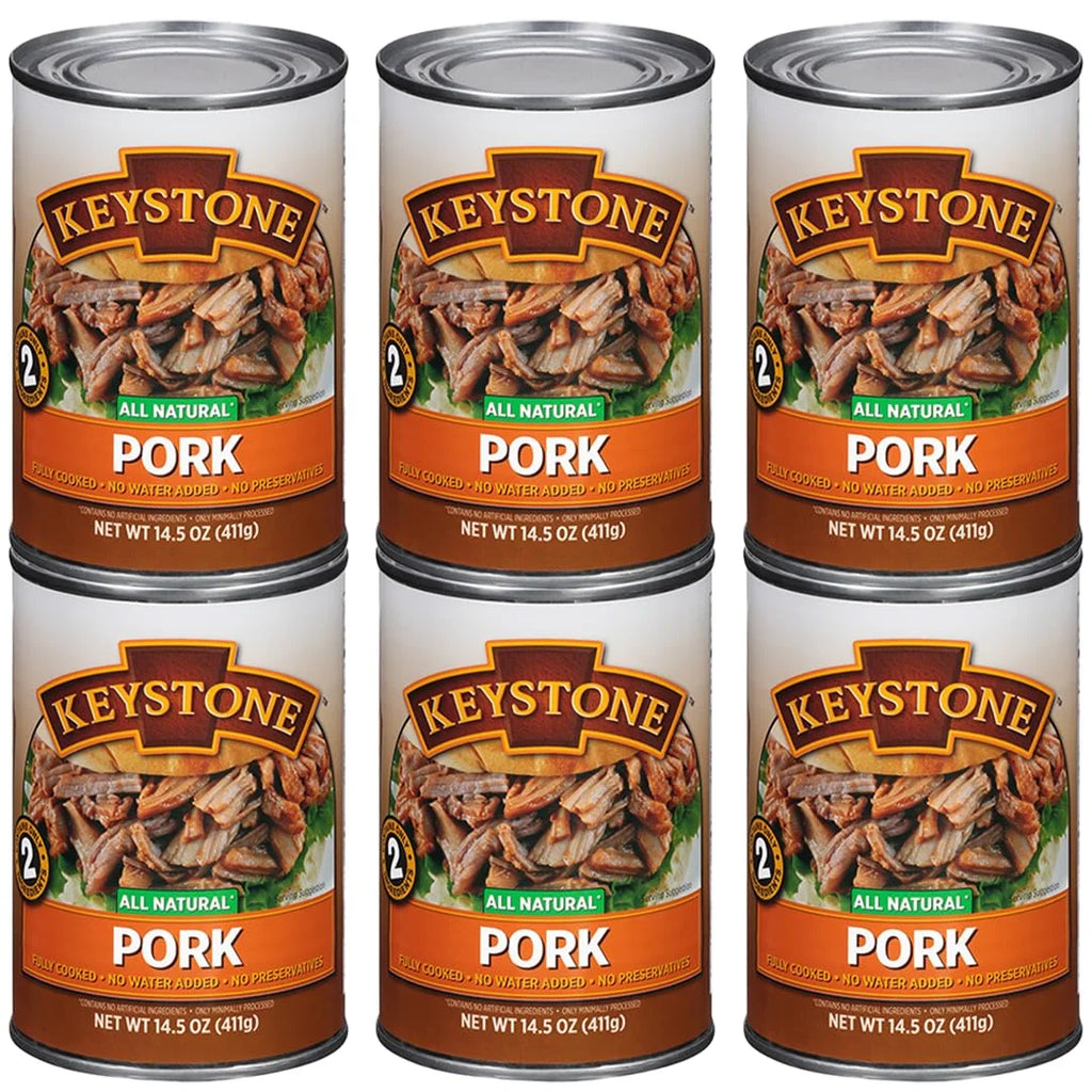 Ready Natural oz Pack 6 Food Can Backpacking Camping Survival Keystone to 14.5 Hiking Eat- All and Pork Pack) Cans Emergency For of (6